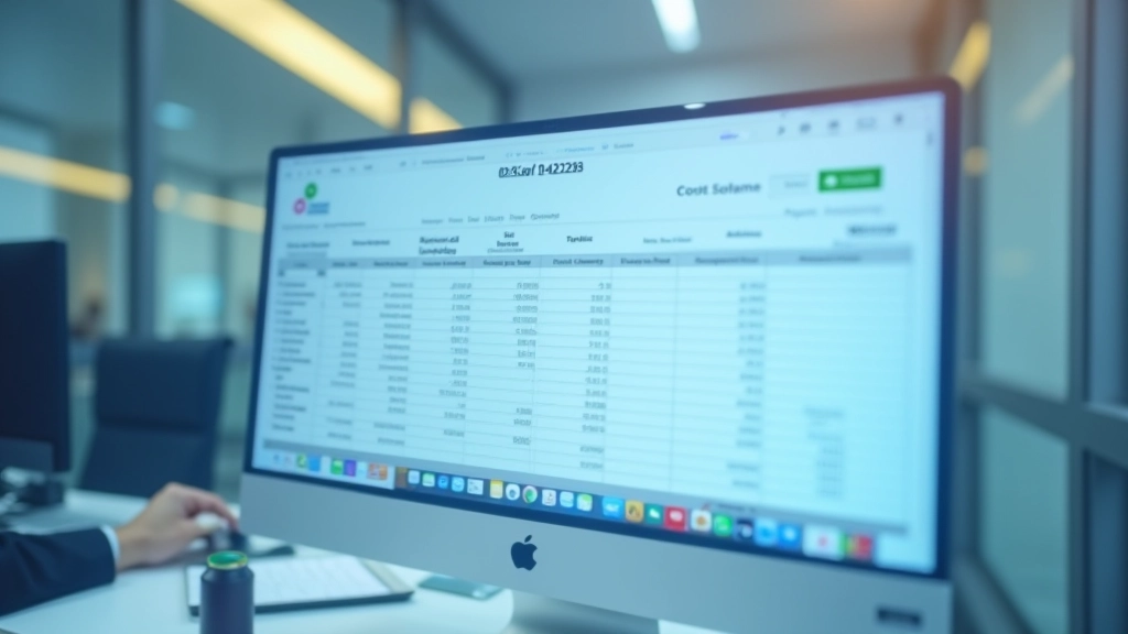 Close-up of spreadsheet with expense data and financial calculations on computer screen